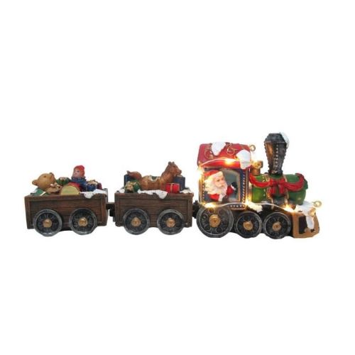 train du pere noël avec jouets lumineux - 6,8 x 19 cm