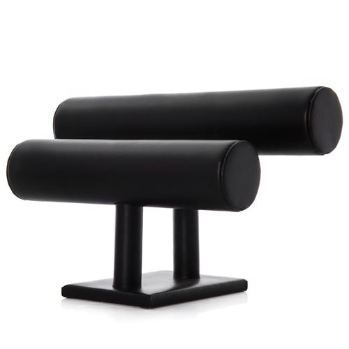 Présentoir porte bijoux support 2 rouleaux noir 26 cm