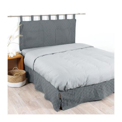 COTE DECO Cache sommier Microfibre lavée MOJI 180x200 cm - Gris anthracite