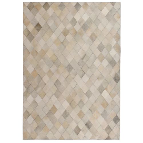 vidaXL Tapis Cuir véritable Patchwork 80 x 150 cm Diamant Gris