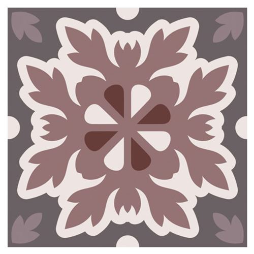 6 stickers carreaux de ciment Marron 15 x 15 cm