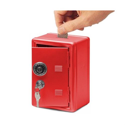 Coffre Fort en Métal avec clef - Tirelire Couleur - Rouge
