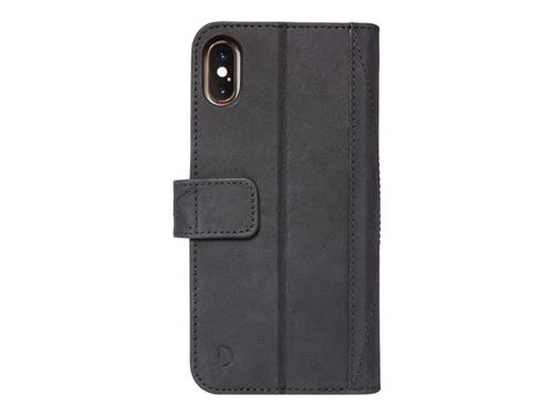 Decoded Detachable Wallet - Flip cover voor mobiele telefoon - leer met grove nerf - zwart - voor Apple iPhone X, XS