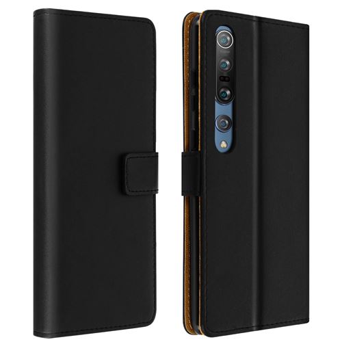 Housse pour Xiaomi Mi 10/Mi 10 Pro Cuir Véritable Porte cartes Fonction Support Noir