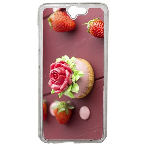 Coque Choux Cup Cake Fraise Rose Compatible One A9 Transparent