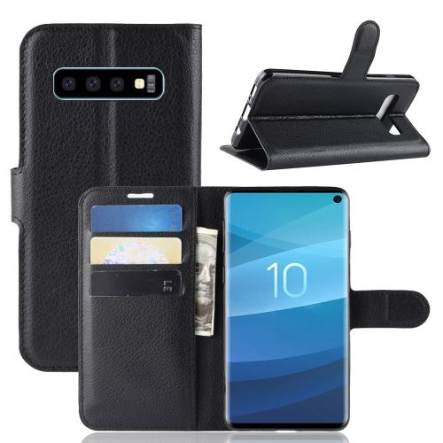 Etui en PU avec support de couleur noir pour votre Samsung Galaxy S10