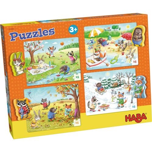 Puzzles 15 pièces : 4 puzzles : Les saisons Haba