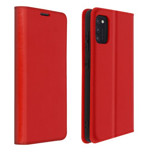 Étui pour Samsung Galaxy A41 Folio Cuir Véritable Porte cartes Support Vidéo - rouge