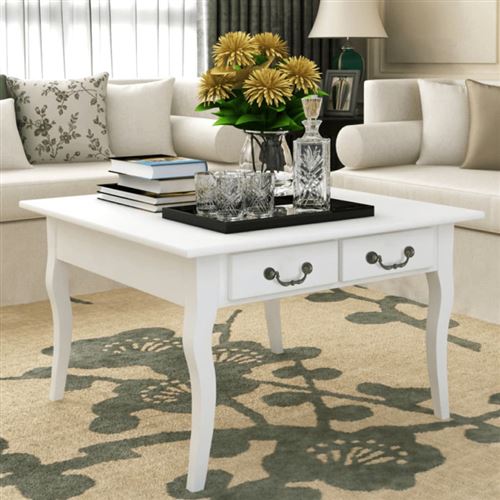 Vidaxl Blanc Table Basse Avec 4 Tiroirs - Image 3