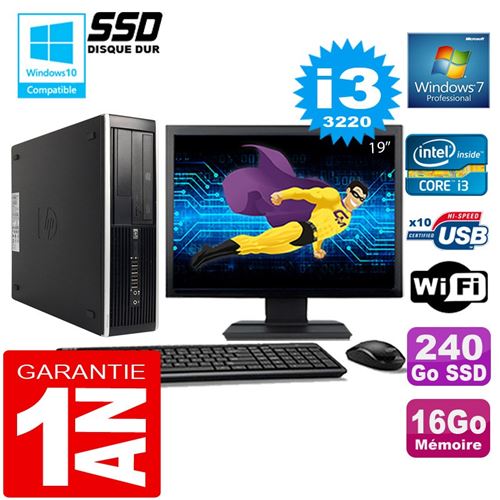 Pc hp compaq 8300 sff core i3-3220 ram 16go disque 240 go ssd wifi w7 ecran 19' État correct - Hewlett-Packard reconditionné disponible sur Fnac