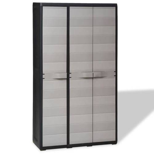 Meelady Armoire de Rangement | Meuble de Rangement | Armoire basse avec 4 étagère pour Jardin ou Salon Noir et Gris