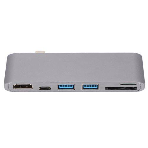 Hub 6 en 1 Type-C vers HDMI 4K x 2K Adaptateur de Carte SD/TF 1080P USB3.0 pour Macbook