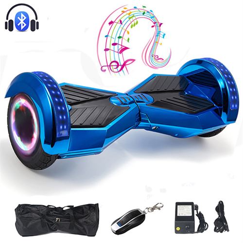 Overboard Hoverboard 8-Enceinte Bluetooth-Roues Moteur 700W-Gyropode Scooter Electrique pas cher-bleu chromé