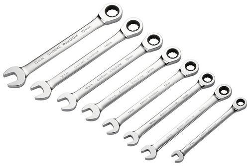 IceToolz jeu de couteaux/clés à cliquet acier/polyester noir 9 pièces