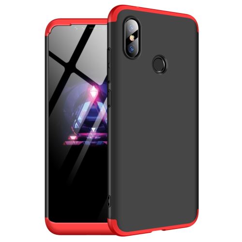 Coque en TPU détachable 3-pièces matte dur rouge/noir pour votre Xiaomi Redmi Note 6 Pro