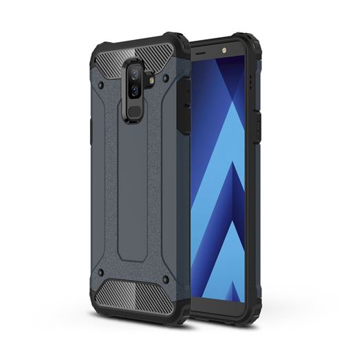 Coque en TPU hybride de garde d'armure bleu foncé pour votre Samsung Galaxy A6 Plus (2018)