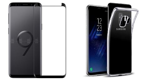 Coque transparente souple et solide + 1 film en verre trempé incurvé 3D pour Samsung Galaxy S9+/ S9 Plus