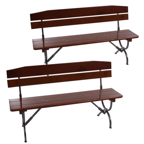 Lot de 2 bancs de jardin LINZ, bois massif, pliables, 180x48x89cm