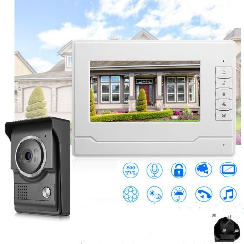 HD 7 pouces couleur LCD visiophone Intercom Sonnette caméra de vision nocturne Royaume-Uni