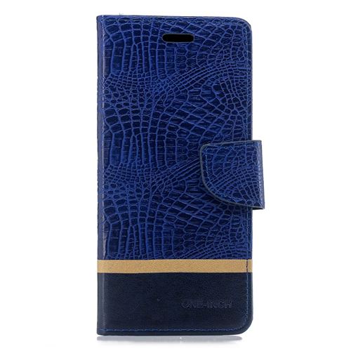 Etui en PU épissure crocodile bleu pour votre Samsung Galaxy J6 Plus