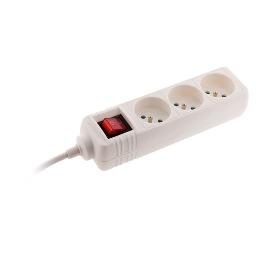 Zenitech Blanc - Bloc Multiprise 3 Prises 16A 2P+T Interrupteur