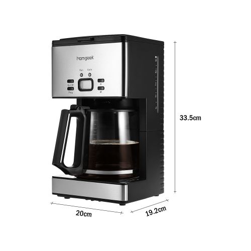 Homgeek 1.8 L Machine à Espresso Programmable 15 Tasses Cafetière avec Verseuse et Café Mesurette