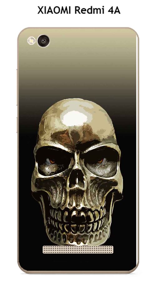 Coque XIAOMI Redmi 4A design Tete de mort fond Crème & Noir