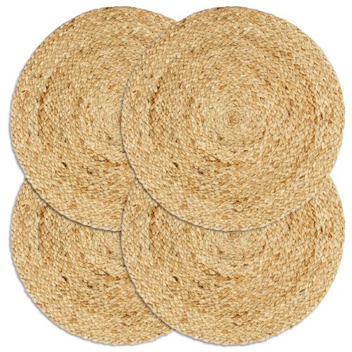 vidaXL Napperons 4 pcs Naturel Plain 38 cm Rond Jute