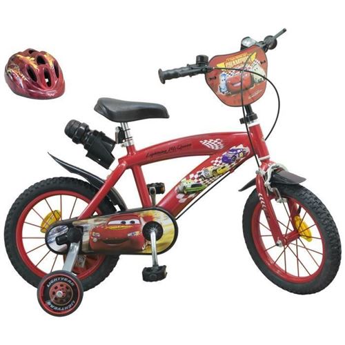 Cars Velo 14 + Casque - Enfant - Rouge Et Noir