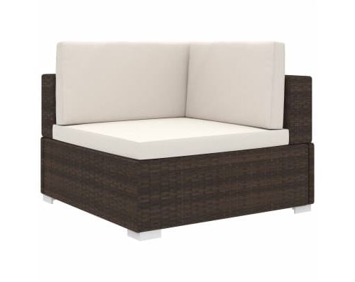 Chaise d'angle 1 pc et coussins Résine tressée Marron alsa