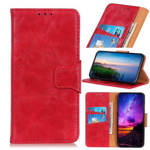 Etui en PU crazy horse magnétique split avec support rouge pour votre Nokia 3.2
