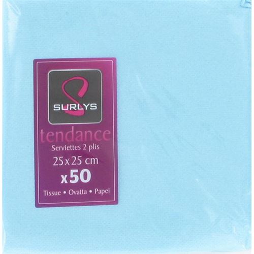50 serviettes cocktail 25*25 - turquoise