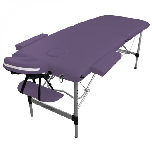 Table de massage pliante 2 zones en aluminium + Accessoires et housse de transport - Violet