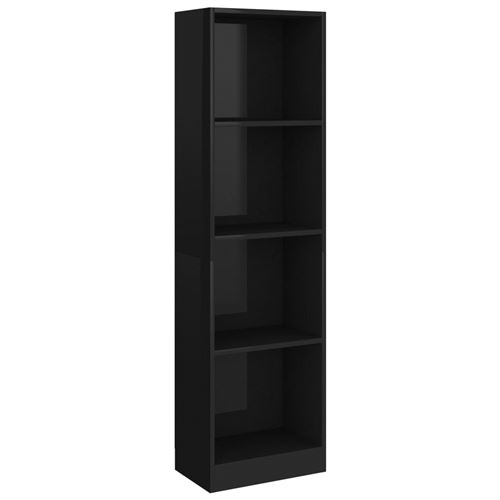 vidaXL Bibliothèque à 4 niveaux Noir brillant 40x24x142 cm Aggloméré