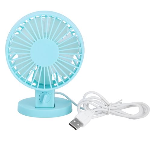 Mini ventilateur de bureau portable ultra silencieux USB Réglage 45 ° - bleu