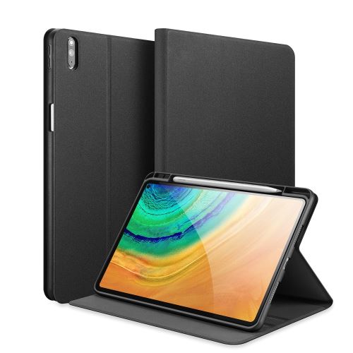 Etui en PU + TPU peau de tissu à trois volets noir pour votre Huawei MatePad Pro 10.8