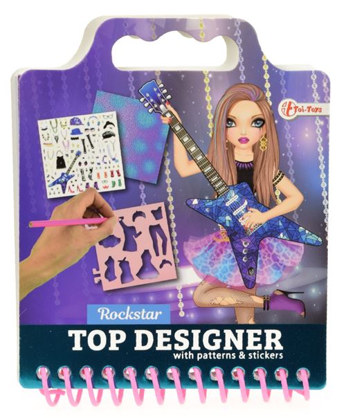 Toi-Toys carnet à dessin avec autocollants rock star girls violet