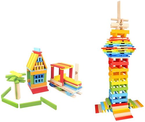 Tooky Toy jeu de blocs junior 12 x 2,2 cm bois 150 pièces
