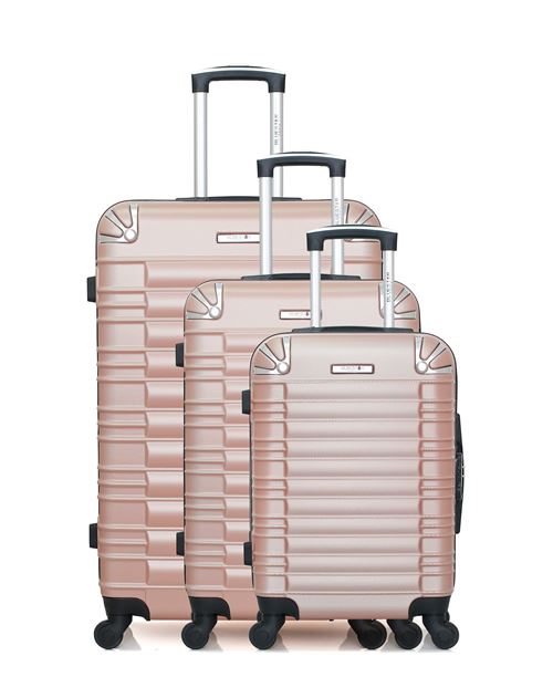Set de 3 valises BLUESTAR | LIMA Rose Doré en ABS