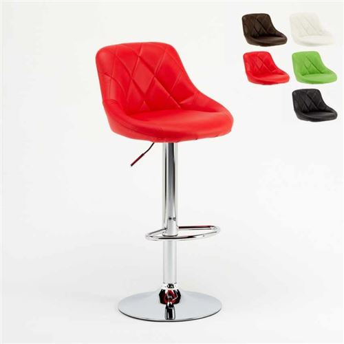 Superstool - Tabouret haut pour bar cuisine fixe pivotant réglable avec dossier Philadelphia, Couleur: Rouge