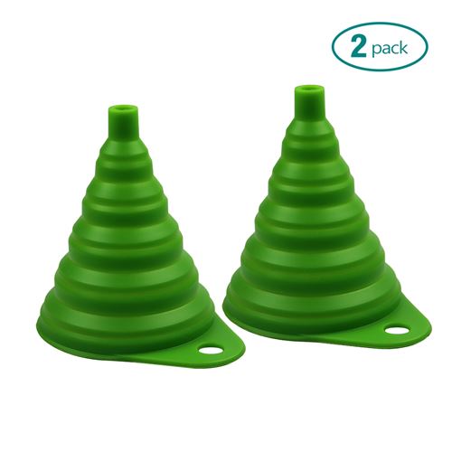Tritina Home & Kitchen Entonnoir pliable,en silicone antidéflagrant,sans BPA,résistant à la chaleur,pour lave-vaisselle - Vert