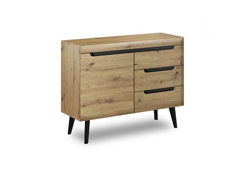 BOBOCHIC Buffet bas 107 cm NORDI RETRO Chêne et Noir