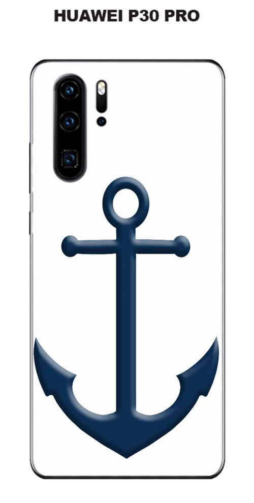Coque Huawei P30 PRO design Ancre bleue fond blanc
