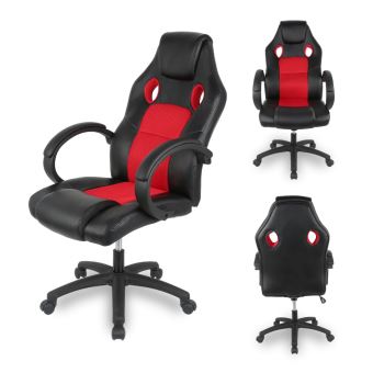 Chaise De Bureau Pivotante Boss Reglable En Hauteur Adapte Aux Chaises De Maison Et De Bureau Noir Rouge Achat Prix Fnac
