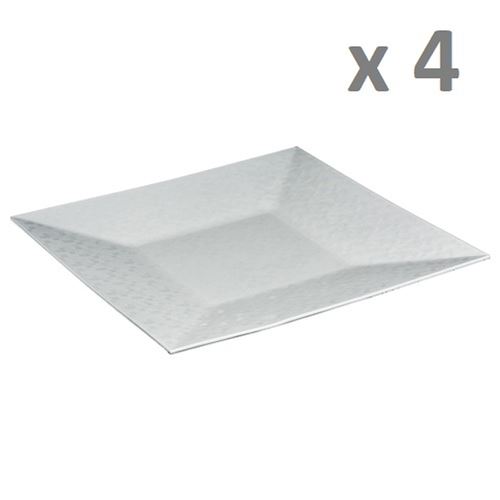 Lot de 4 - Assiette de présentation Pixel - Vaisselle de Noël - Blanc