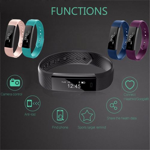 TEMPSA ID115 Intelligent Sport Bracelet-Montre Traqueur Bluetooth4.0 Pr IOS Android VERT