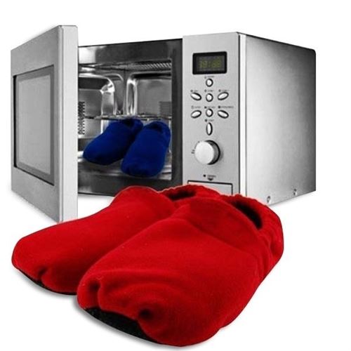 Paire chaussons chauffants micro-ondes bleu zen relax fatigue