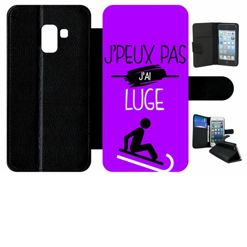 Etui My-Kase pour Galaxy A8 (2018) - j peux pas j ai luge 8 - Simili-cuir Noir