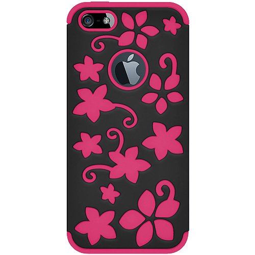 Amzer Flora Coque hybride pour iPhone 5 Noir/rose fuchsia
