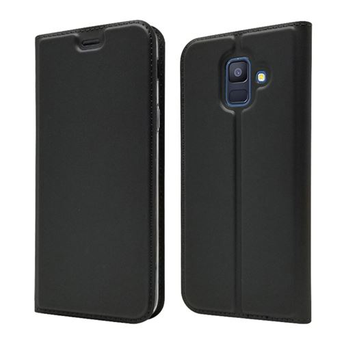 Etui en PU porte-cartes auto-absorbé noir pour votre Samsung Galaxy A6 (2018)